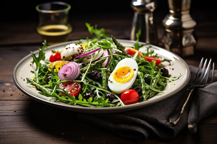 Photo celebratory fresh salad mix