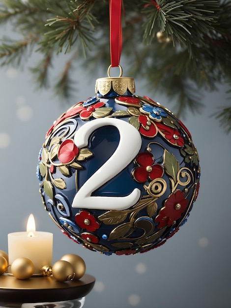 A celebratory ornament design for number 2