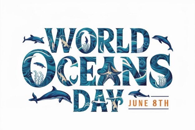 Celebratory Typography World Oceans Day