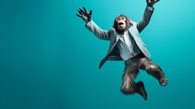 Celebrityinspired Monkey Photography In Blue Background