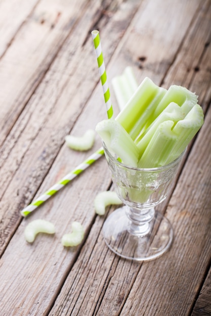 Celery,in the glass pieces