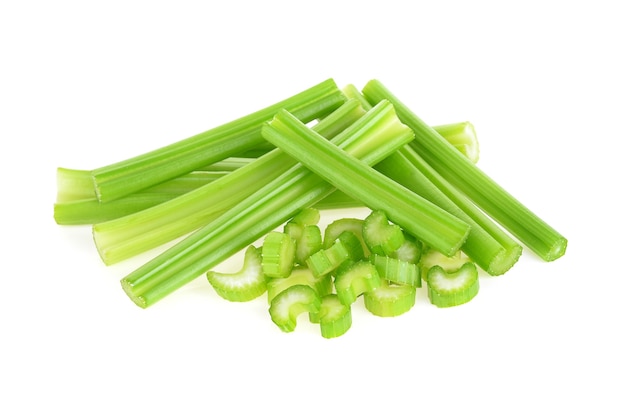 Celery isolated on white wall