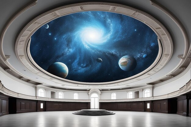 Foto progetto artistico celeste sulla cupola nel planetario mockup