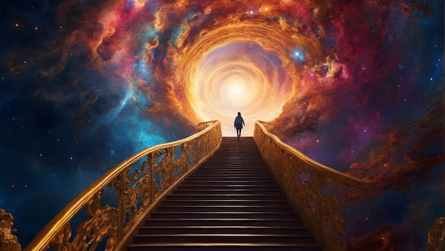 Celestial Ascent A Journey Up the Majestic Golden Stairway