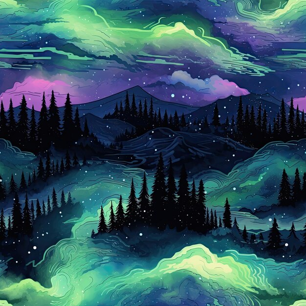 Photo celestial aurora borealis painting the night sky