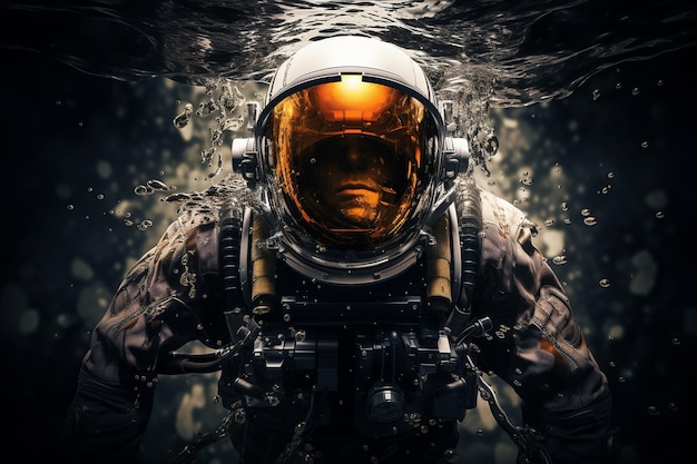 Celestial Awe Astronaut under Water Generative AI