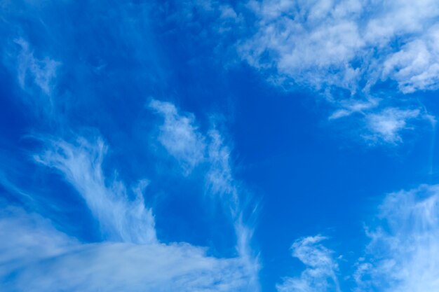 Celestial background - blue day sky with white cirro-cumulus clouds