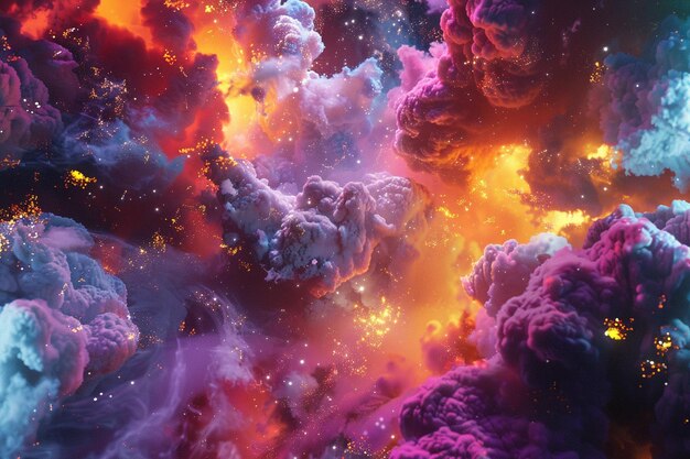 Photo celestial bodies creating a vibrant cosmic tapestr