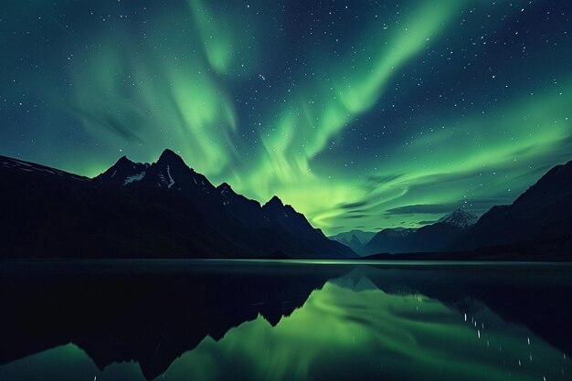 Photo celestial dance as northern lights paint the night generative ai