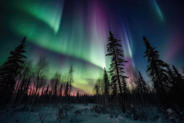 Premium Photo  Celestial Dance Aurora Borealis in Cosmic Tones 