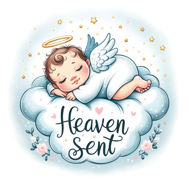 Photo celestial dreams angel baby amidst stars