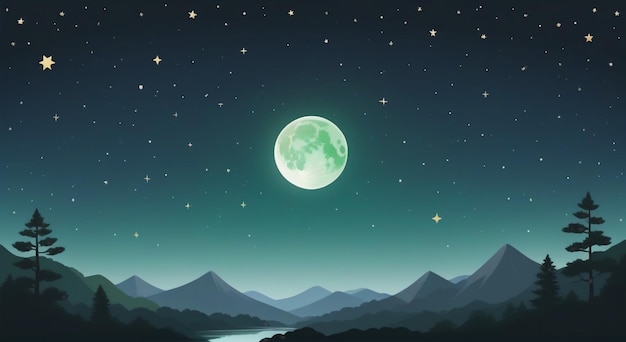 Celestial Elegance Moon on the Night Sky Background Stock Illustration