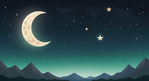 Celestial Elegance Moon on the Night Sky Background Stock Illustration