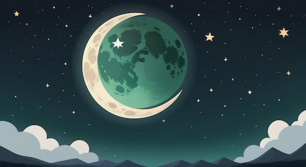 Celestial Elegance Moon on the Night Sky Background Stock Illustration