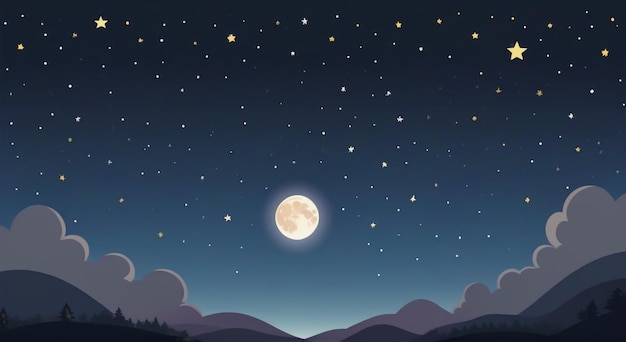 Celestial Elegance Moon on the Night Sky Background Stock Illustration