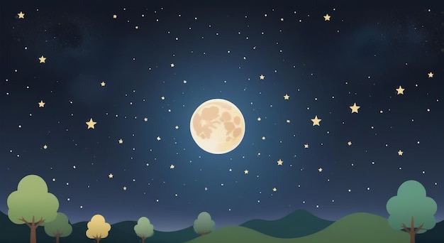 Celestial Elegance Moon on the Night Sky Background Stock Illustration