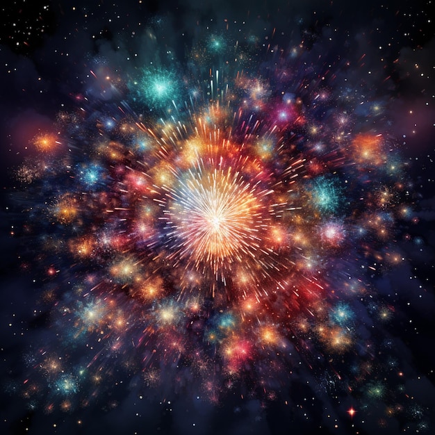 Photo celestial fireworks celebrating the burst of stars in clusters