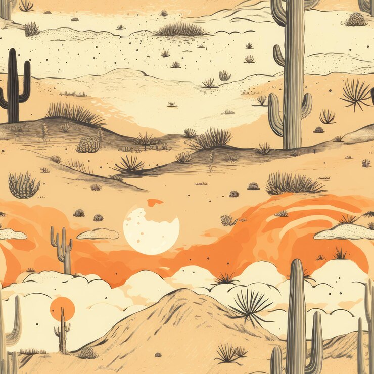 Celestial full moon illuminating a desert landscape