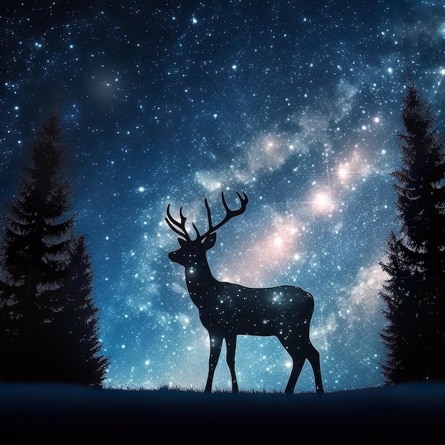 Photo celestial guardian the radiant stardust deer ai generated