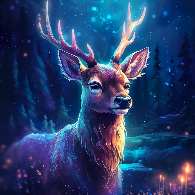 Celestial Guardian The Radiant Stardust Deer Ai Generated