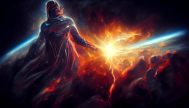 celestial inhuman being in galaxy concept art illustrations