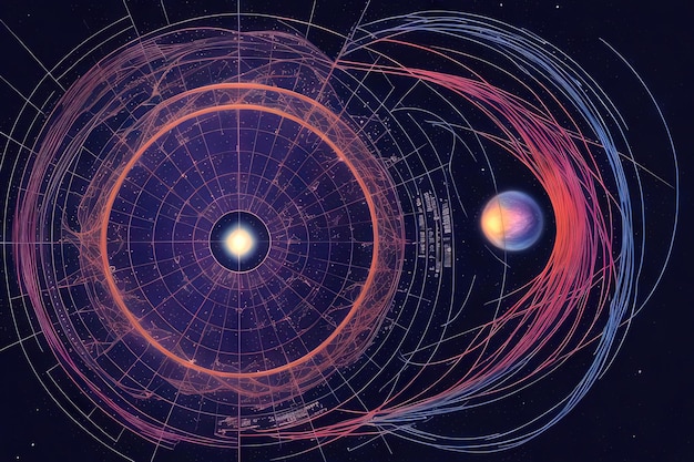 The celestial mechanics featuring intricate gears and celestial bodies symbolizing the precision and beauty of cosmic mechanics