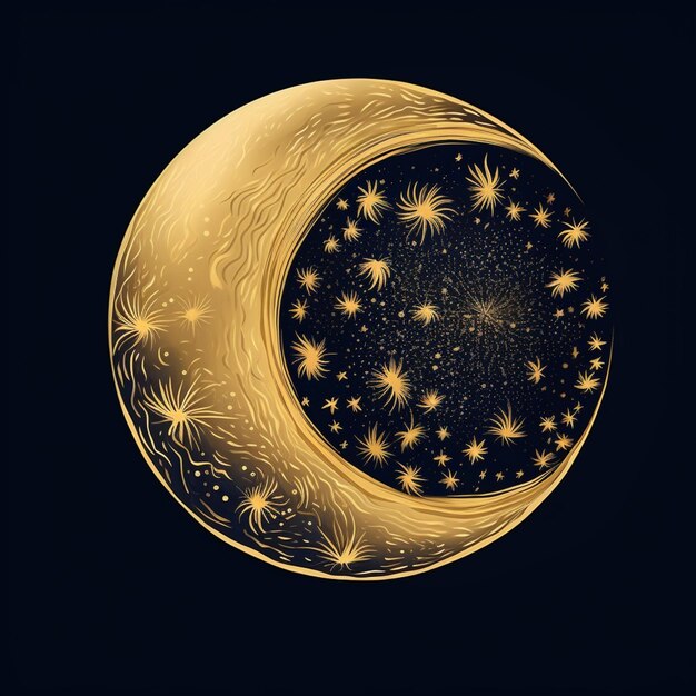 Photo celestial moon with stars and swirls in the night sky generative ai