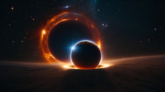 Photo a celestial phenomenon capturing a black hole with a captivating ring formation