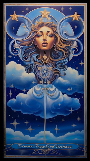 Celestial Reverie-kunstwerk in de stijl van een tarotkaart