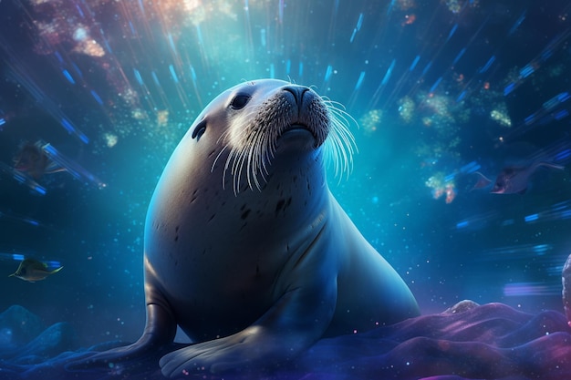 A celestial sea lion with shimmering fur basking i 00062 01