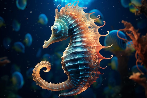 A celestial seahorse with intricate patterns in it 00080 01