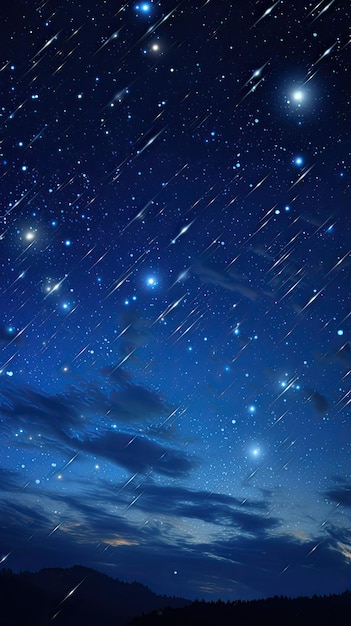 Картинка Небесные падающие звезды на звездном ночном небе на телефон