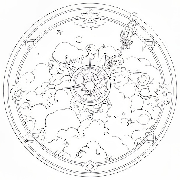 Celestial Visions A Stellar Coloring Book of Intricate Black and White Vector Line Art