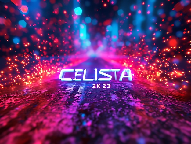 Celista 2K23 Tekst met explosie-effect en vet scherm Fon Creatief decor Live stream achtergrond