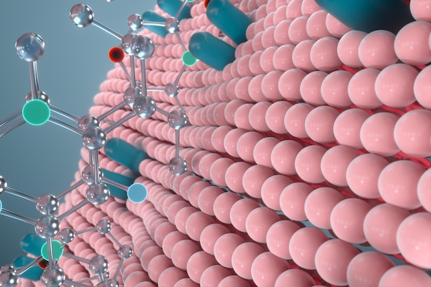 Cell membrane and biology biological concept 3d rendering