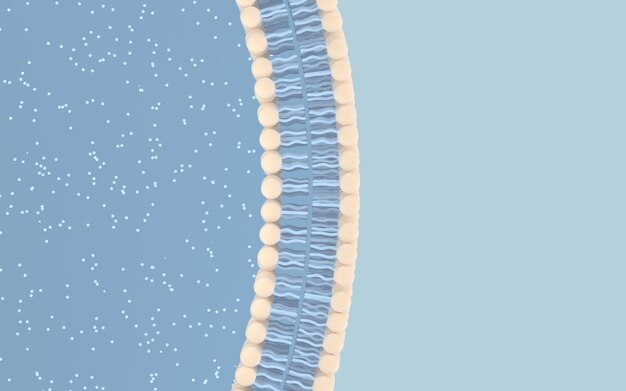 Cell membrane with blue background 3d rendering