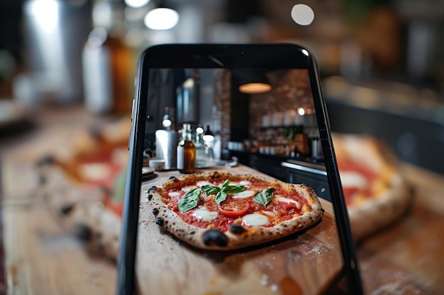 Cell Phone Displaying Pizza Image