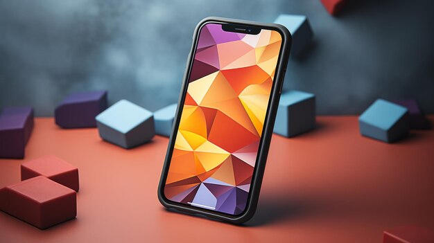 Photo a cell phone featuring a mesmerizing geometric design that exudes a sense of modern sophistication and artistic flair