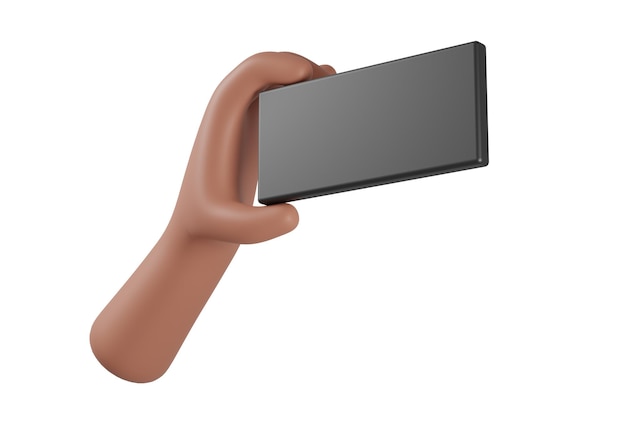 Cell Phone in hand with white background 3D Rendering