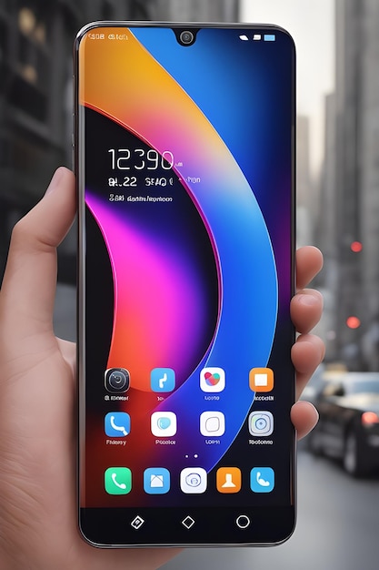 Фото Сотовый телефон в руке с открытым экраном