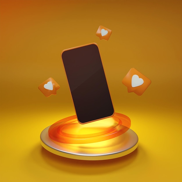 Photo a cell phone with a gold base and a red circle with a yellow background.