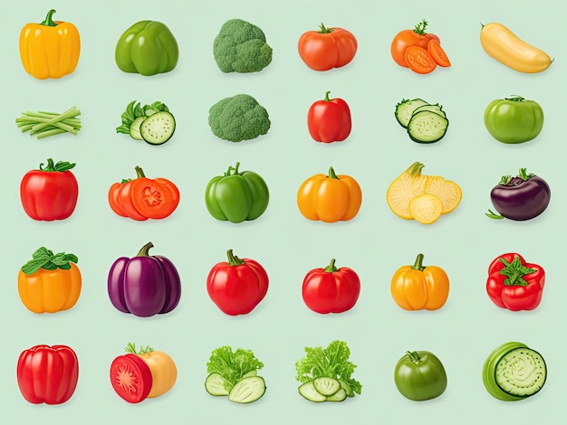 cell shaded vegetable icon pack generative ai