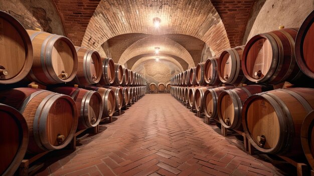 Photo cellar with wine barrels italy