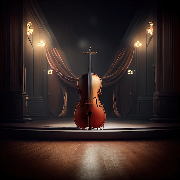 Foto violoncello sul palco del concerto ia generativa