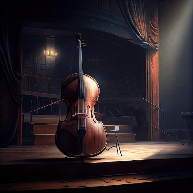 Cello on the concert stage Generative AI