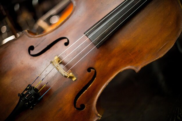 cello double bass on stage The magnificent double bass Close up of contrabass on stage