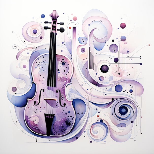 cello violin abstract caricature surreal playful painting illustration tattoo geometry modern