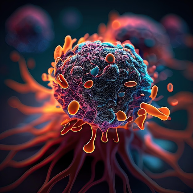 Cells attacking cancer cells Created with AI generation tools