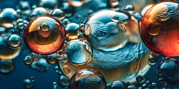 Cells close up with bubbles