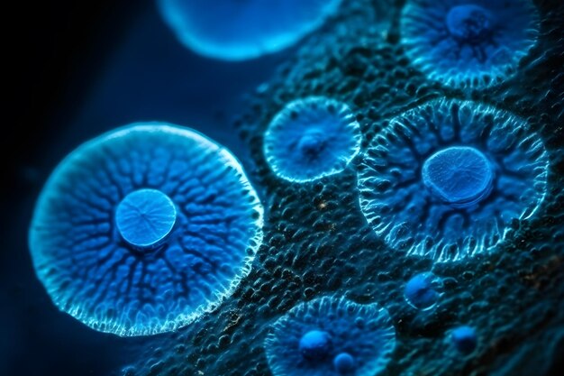 현미경 아래의 세포 신경망 AI 생성